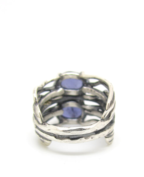 Double Iolite 14 Karat Gold Mixed Metals Ring
