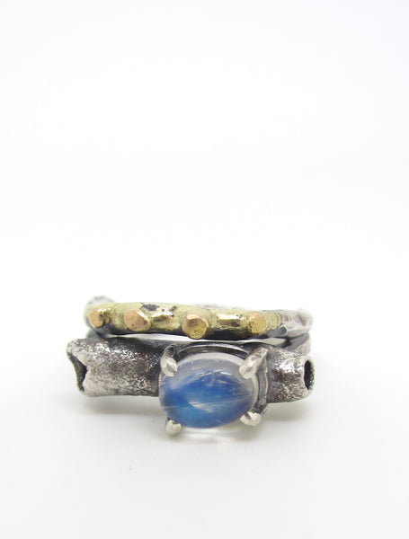 Woodland Decay Ring Moonstone and 14 Karat Gold