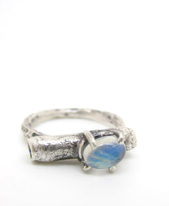 Single Woodland Decay Moonstone Ring