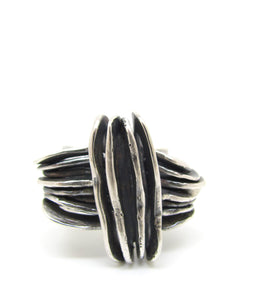 Crossed Hammered Ovals Ring
