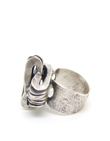Crossed Hammered Ovals Ring
