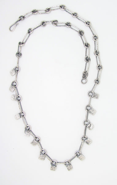 Hammered Cubes Silver Chain
