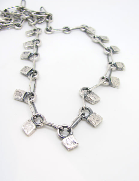 Hammered Cubes Silver Chain