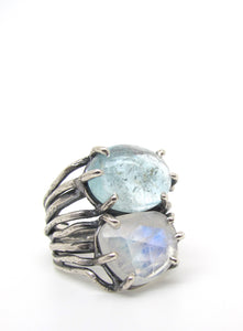 Moonstone and Aquamarine Ring