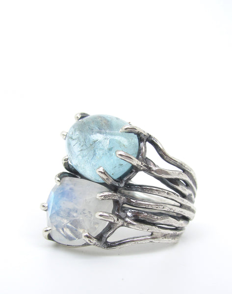 Moonstone and Aquamarine Ring