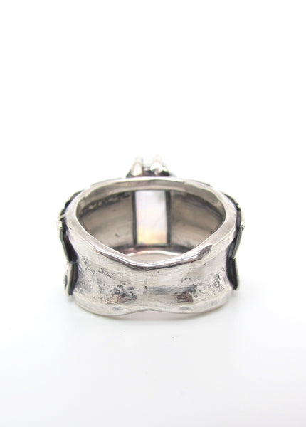 Moonstone on Layered Cube Band Ring