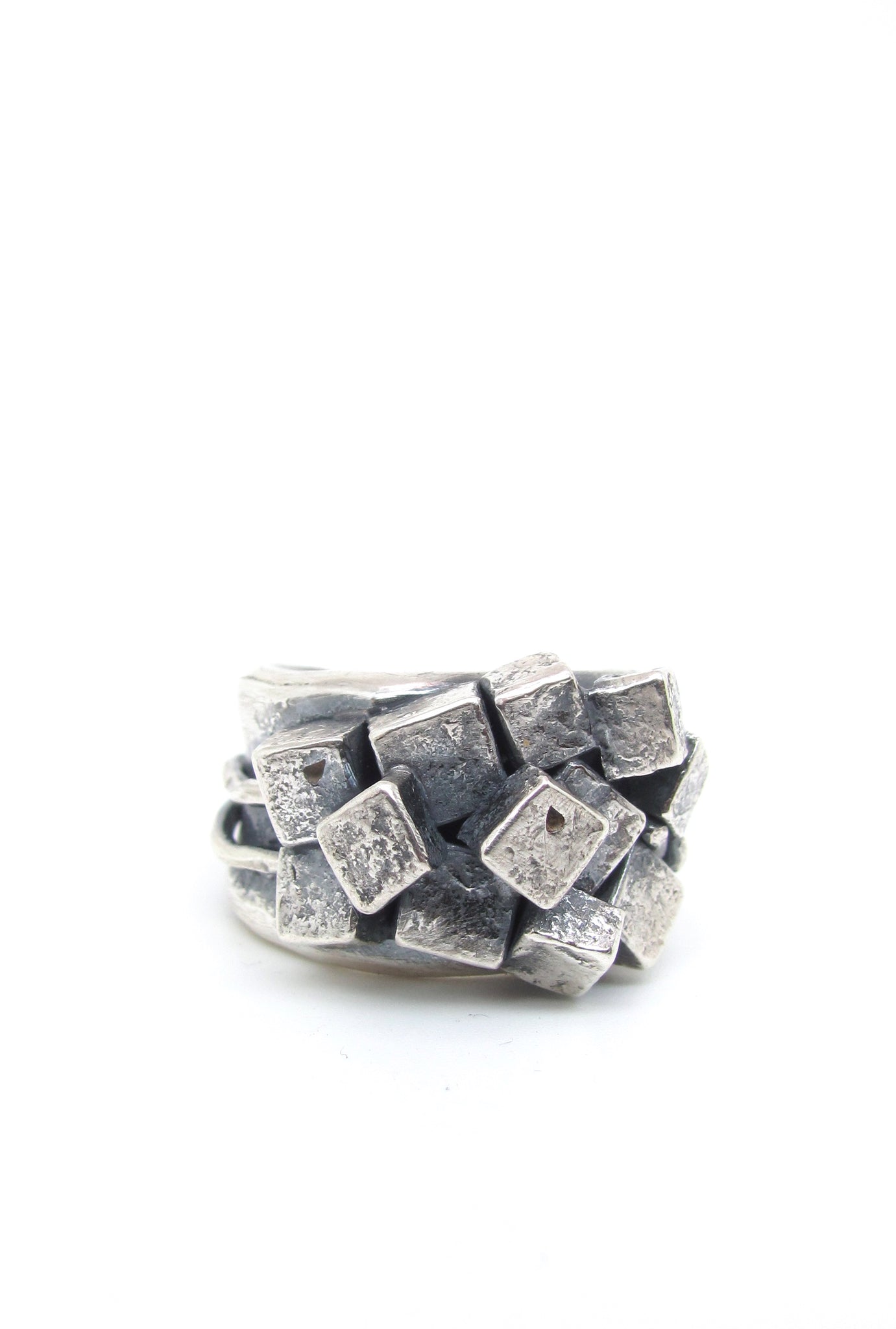 Jumbled Silver Cubes Ring