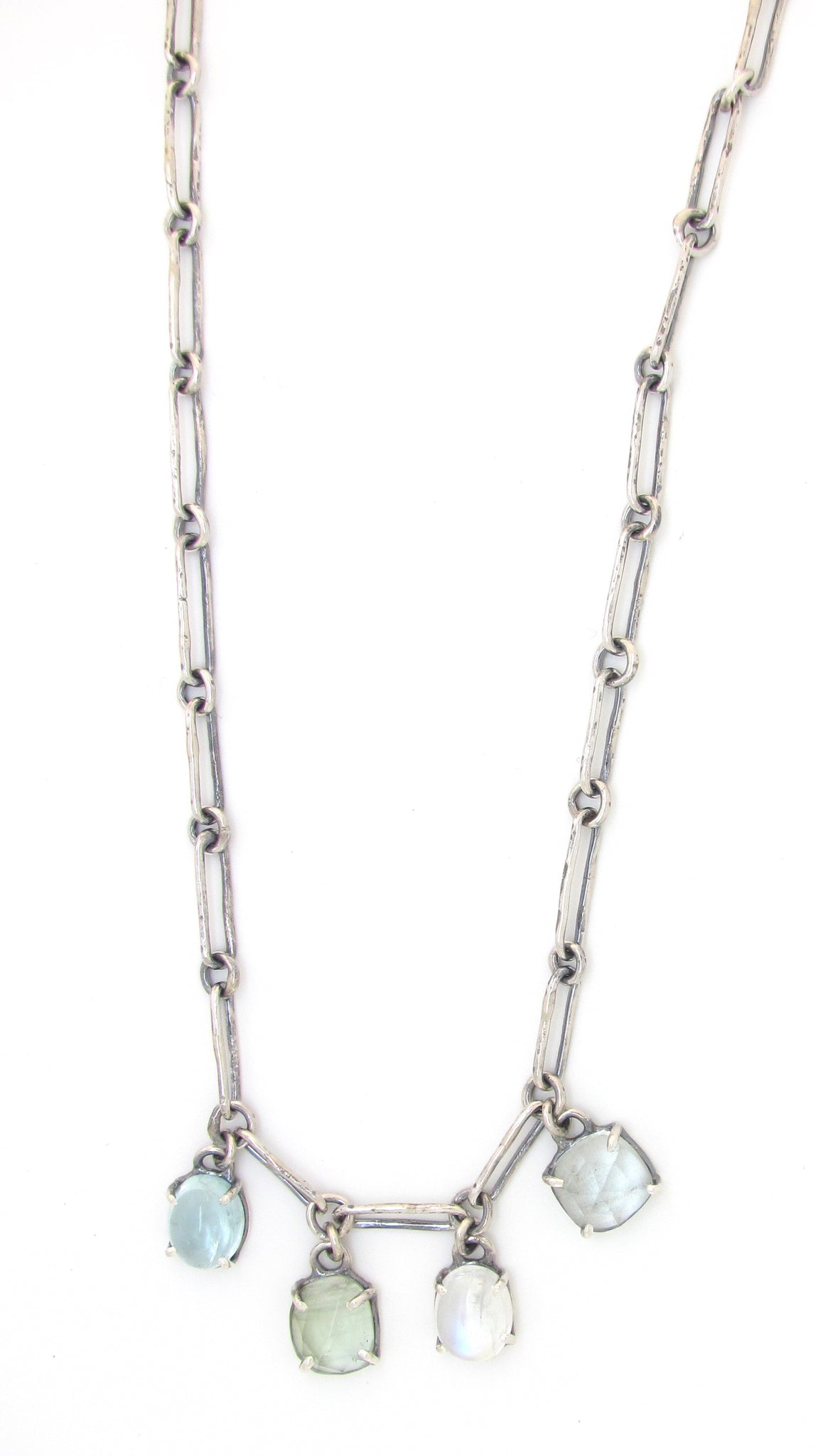 Aquamarine and Moonstone Charm Necklace