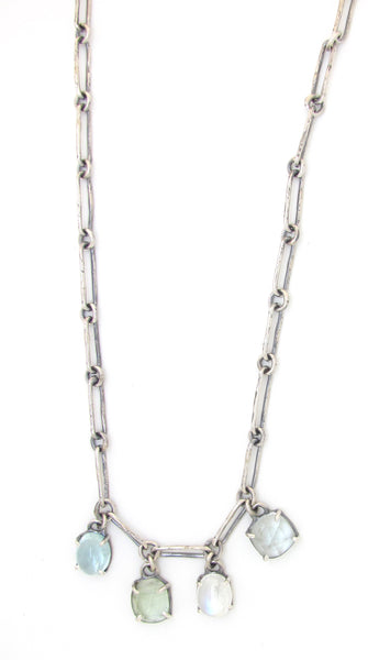 Aquamarine and Moonstone Charm Necklace
