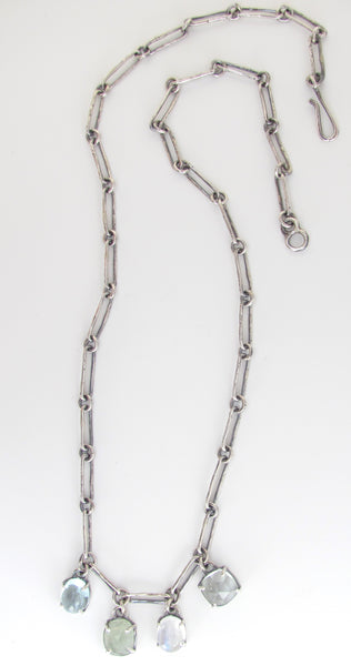 Aquamarine and Moonstone Charm Necklace