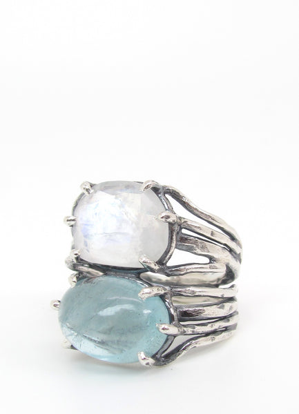 Moonstone and Aquamarine Growing Vines Ring