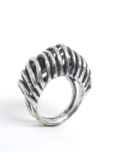 Elevated Domed Lines Ring