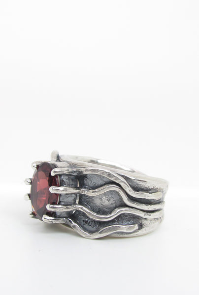 Brick and Root Garnet Ring