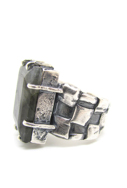 Checkered Labradorite Ring