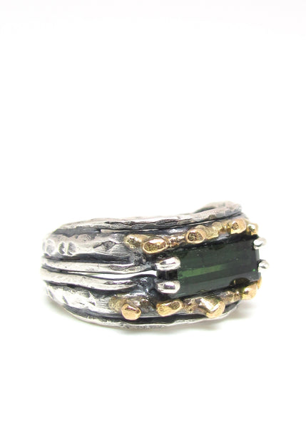 Embedded Tourmaline with Gold Ring