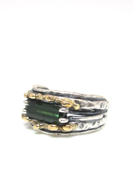 Embedded Tourmaline with Gold Ring