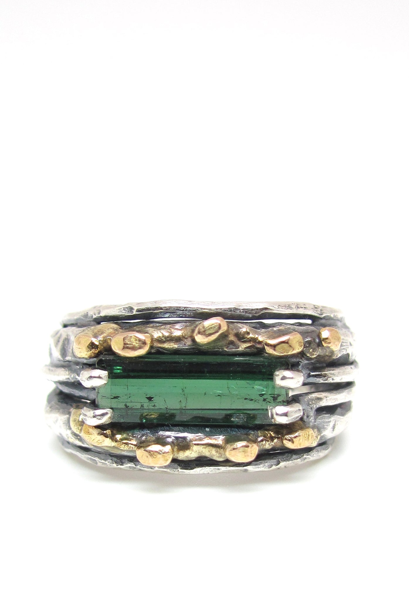 Embedded Tourmaline with Gold Ring