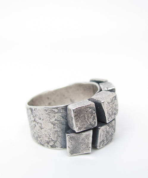 Hammered Cubes Ring