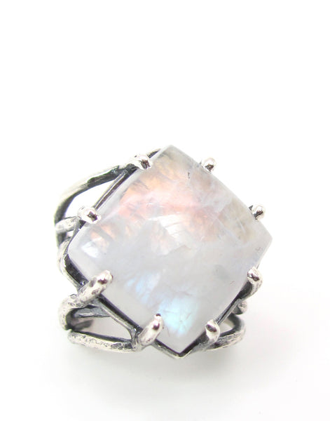 Diamond Shaped Moonstone Ring