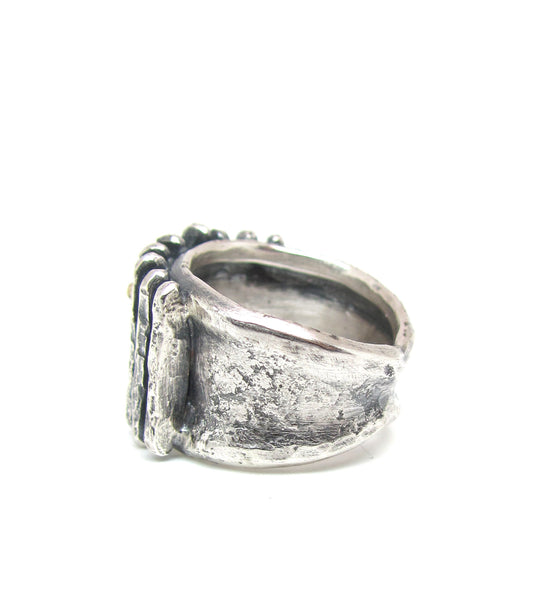Hammered Lines with Gold Wraps Ring