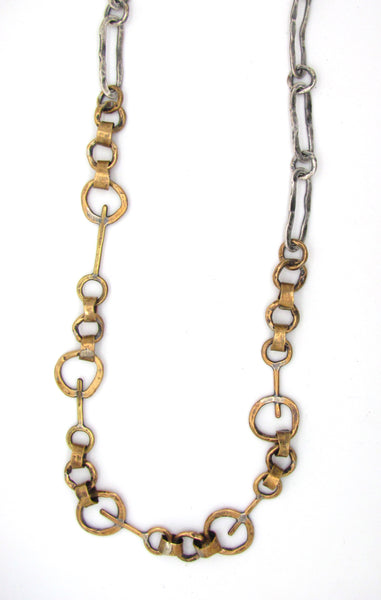 Brass Key Links with Hammered Ovals