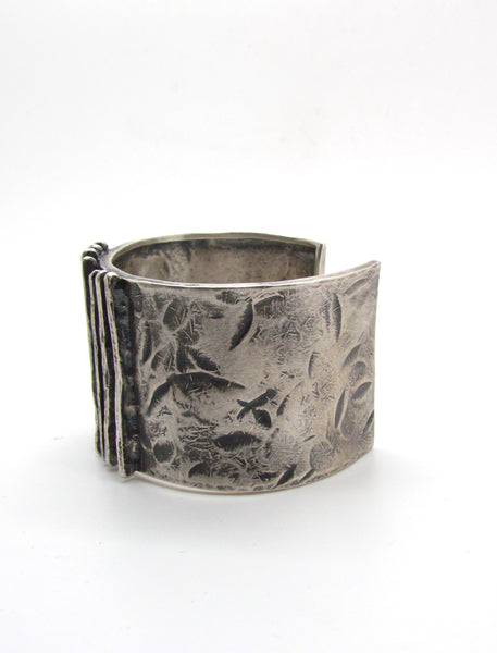 Hammered Lines Silver Cuff Bracelet