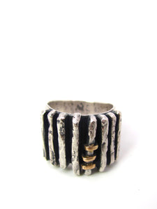 Hammered Lines with Gold Wraps Ring