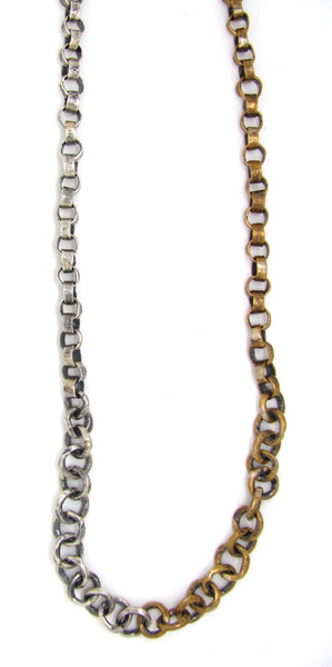 Half and Half Brass and Silver Chain