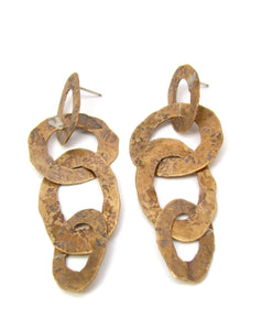 Brass Flattened Links Earrings