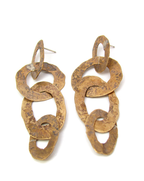 Brass Flattened Links Earrings