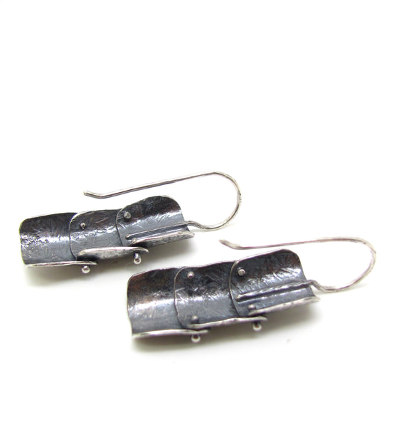 Silver Arthropod Shield Earrings