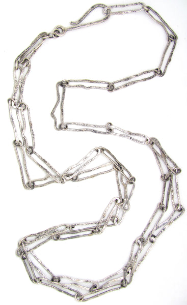 Double Layared Silver Oval Sketches Chain