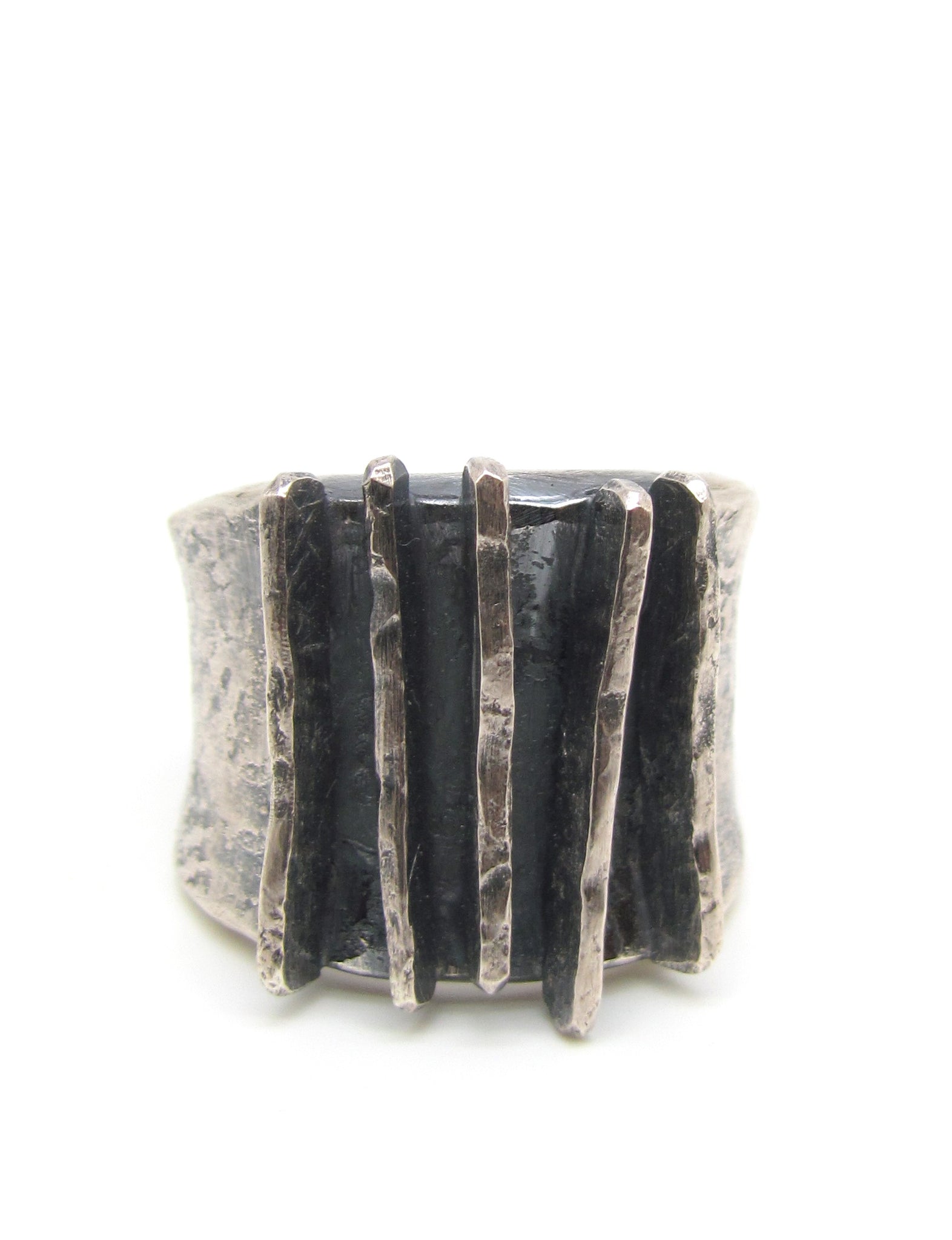 Five Hammered Lines Ring