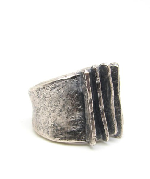 Five Hammered Lines Ring