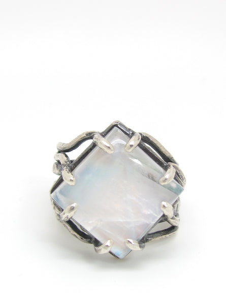 Diamond Shaped Moonstone Ring