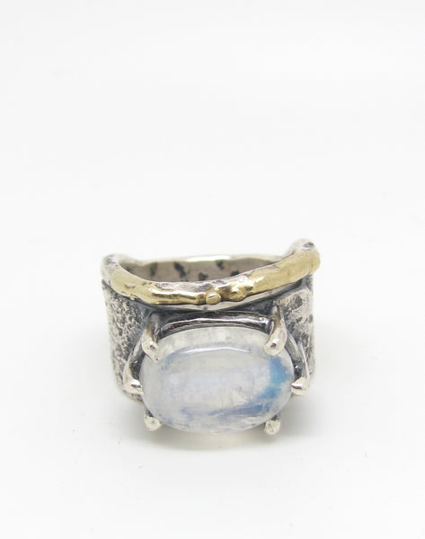 Moonstone with Melted Gold Band