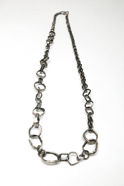Hammered Hoops Forged Chain Necklace