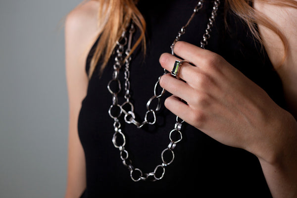 Hammered Hoops Forged Chain Necklace